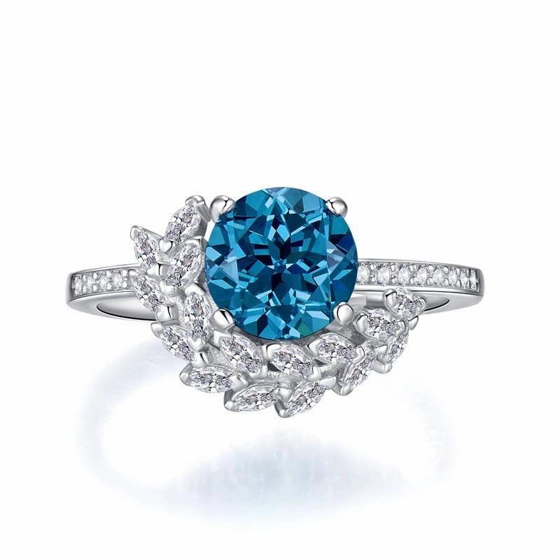 S925 Silver Round Rhinestone Ring