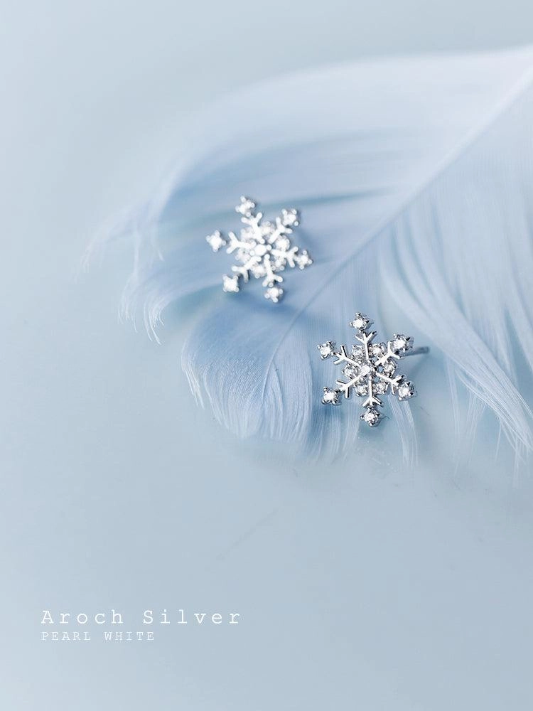 S925 Silver Small Temperament Snow Flower Earrings