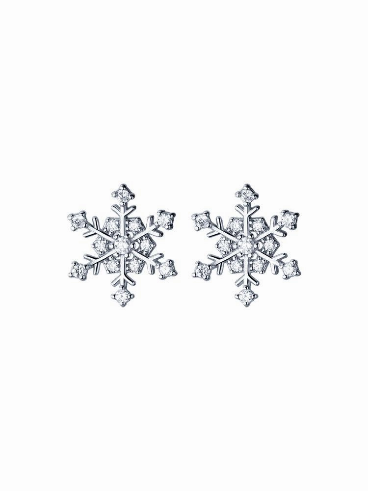 S925 Silver Small Temperament Snow Flower Earrings