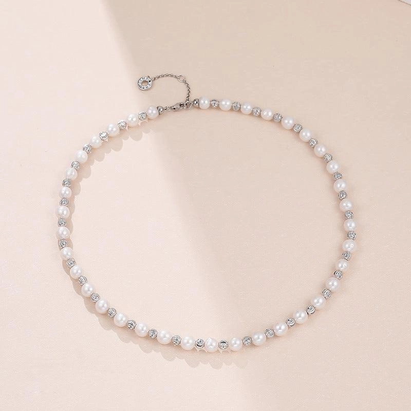 S925 Sterling Silver Baroque Pearl Necklace Female