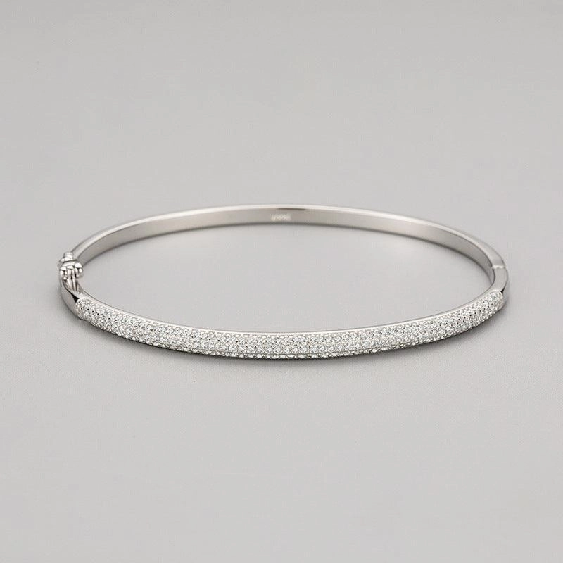 S925 Sterling Silver Bracelet Female Opening Oval