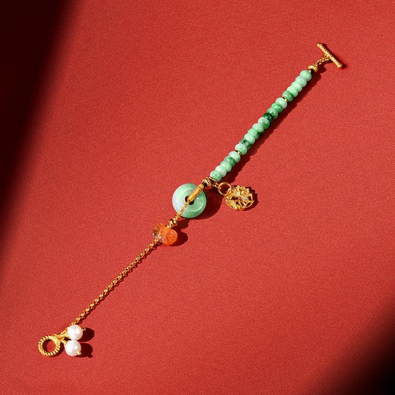 S925 Sterling Silver Bracelet Women 18K Gold Chain Jade Jewelry