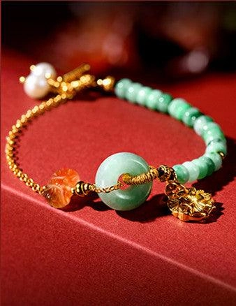 S925 Sterling Silver Bracelet Women 18K Gold Chain Jade Jewelry