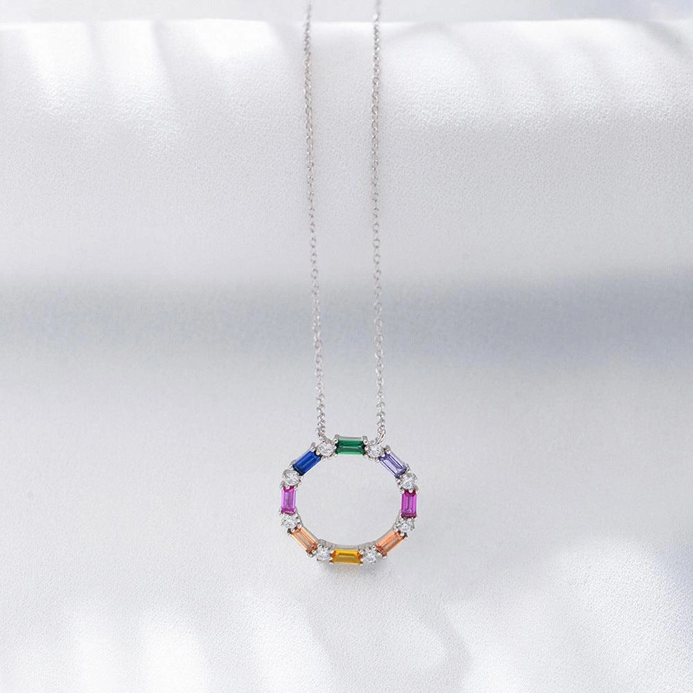 S925 Sterling Silver Colored Zircon Necklace