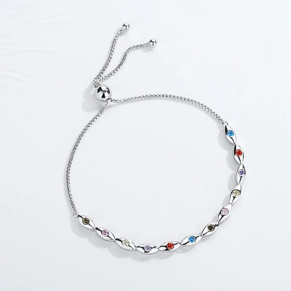 S925 Sterling Silver Colorful Horse Eye Bracelet