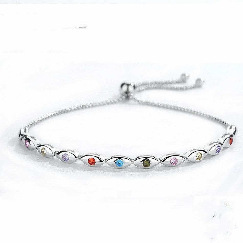 S925 Sterling Silver Colorful Horse Eye Bracelet