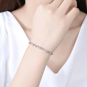 S925 Sterling Silver Colorful Horse Eye Bracelet 