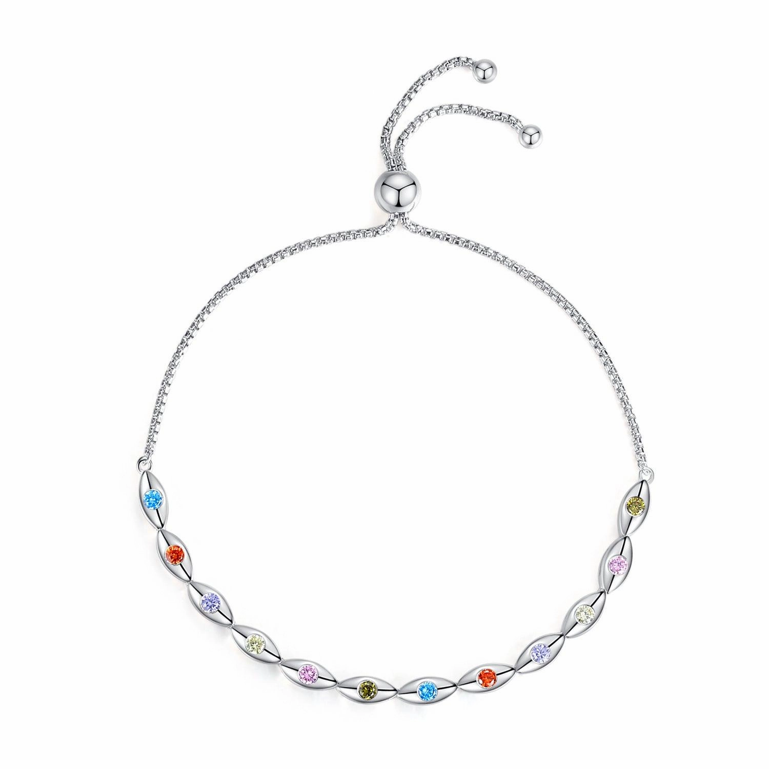 S925 Sterling Silver Colorful Horse Eye Bracelet