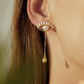 S925 Sterling Silver Earrings Mysterious Eye Shape 