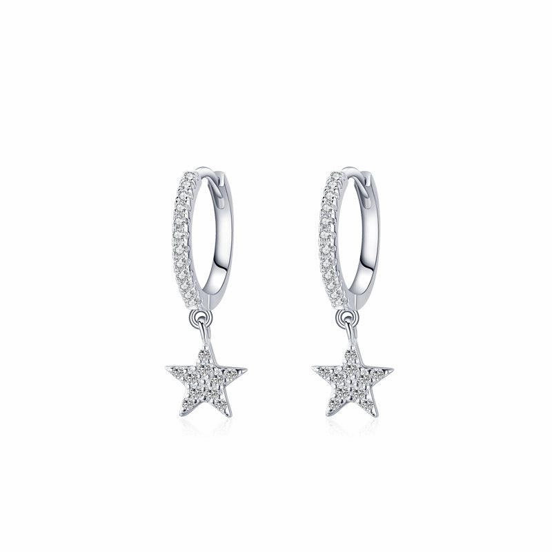 S925 Sterling Silver Heart-shaped Ear Clip Female Refined Rhinestone Love