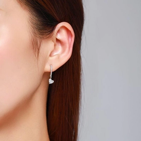 S925 Sterling Silver Heart-shaped Ear Clip Female Refined Rhinestone Love 