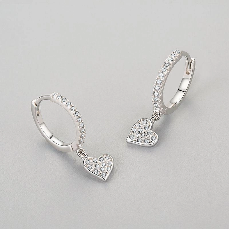 S925 Sterling Silver Heart-shaped Ear Clip Female Refined Rhinestone Love