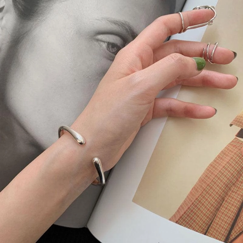 S925 Sterling Silver Irregular Flow Square Bracelet