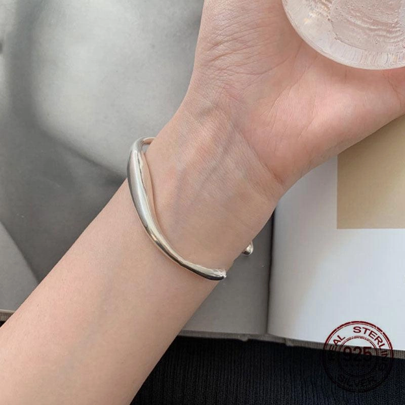 S925 Sterling Silver Irregular Flow Square Bracelet
