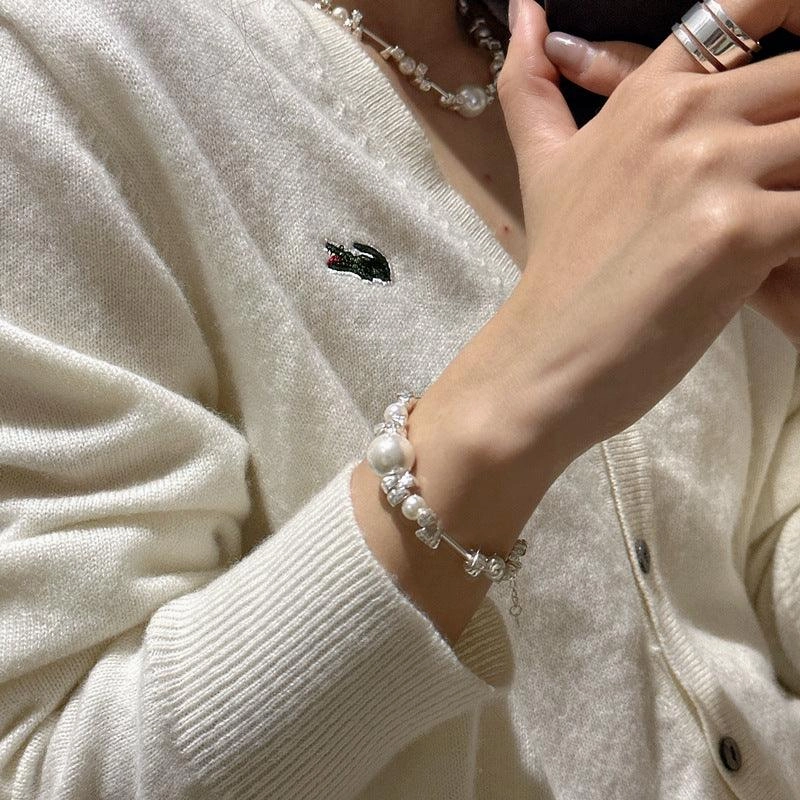 S925 Sterling Silver Irregular Pearl Bracelet