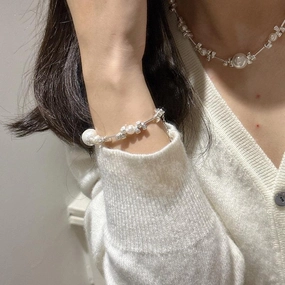 S925 Sterling Silver Irregular Pearl Bracelet 