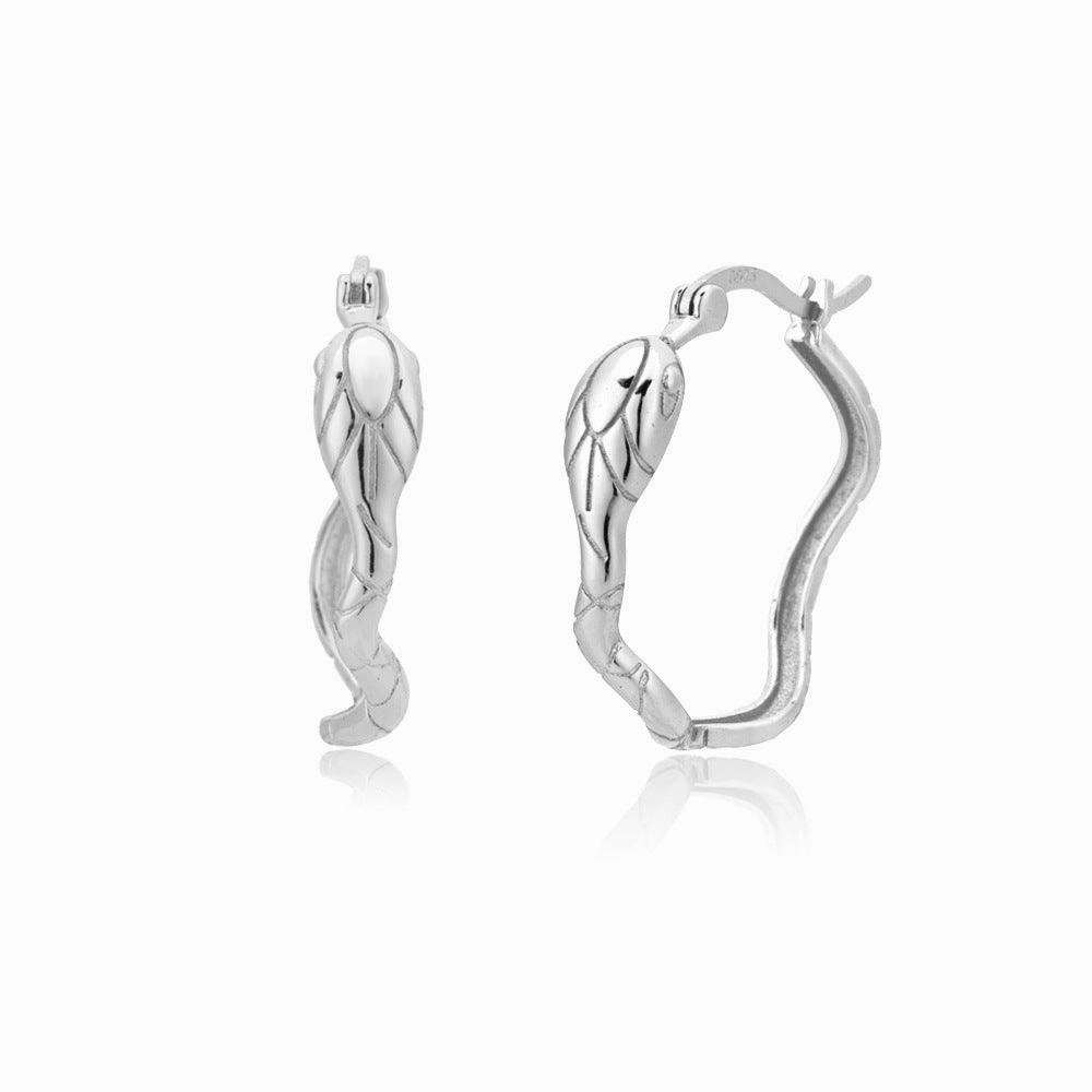 S925 Sterling Silver Large Ring Snake Earrings