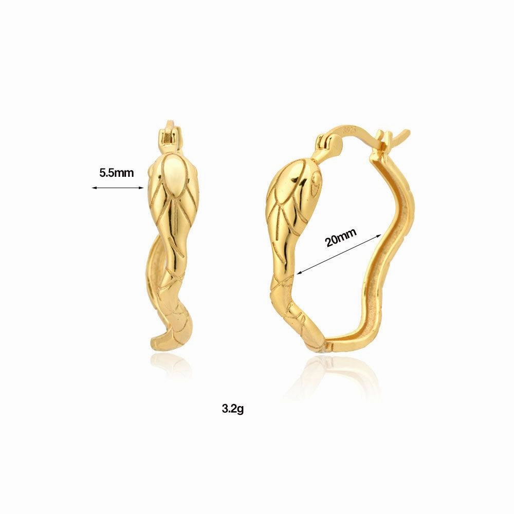 S925 Sterling Silver Large Ring Snake Earrings