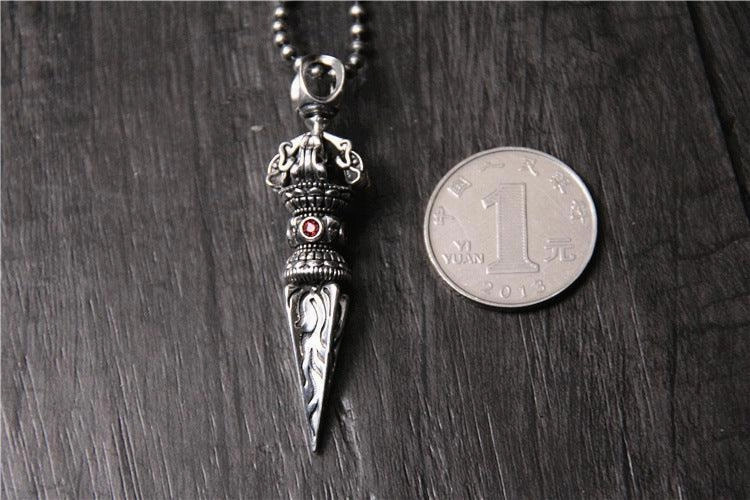 S925 Sterling Silver Magic Weapon Vajra Pestle Pendant Retro Man Personality