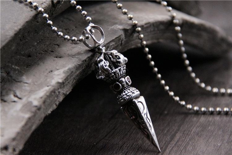 S925 Sterling Silver Magic Weapon Vajra Pestle Pendant Retro Man Personality