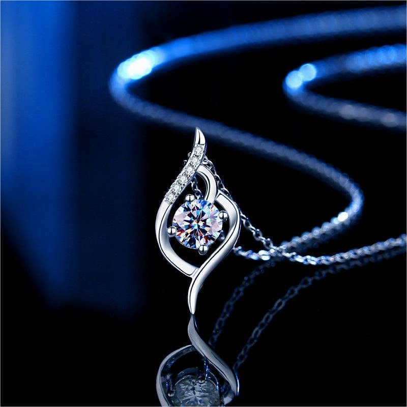 S925 Sterling Silver Mosang Diamond Necklace For Women's Simplicity