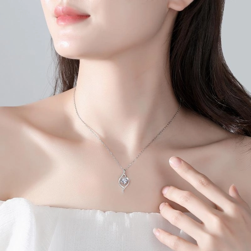 S925 Sterling Silver Mosang Diamond Necklace For Women's Simplicity 