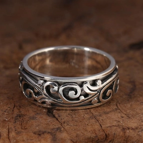 S925 Sterling Silver Ornament Ring Personality 