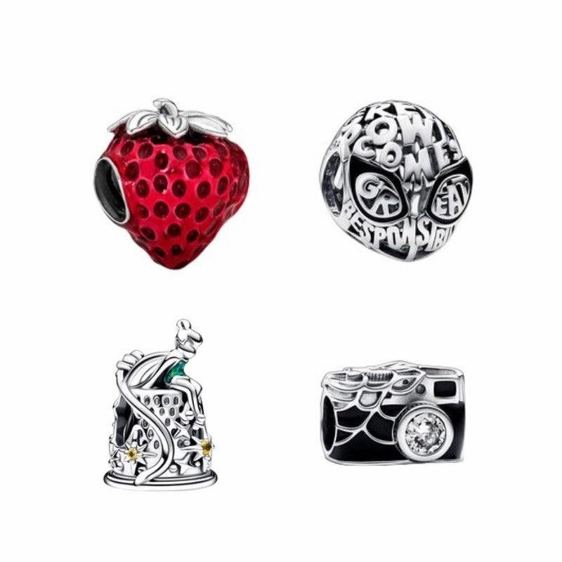 S925 Sterling Silver Pan Family Love Lock Strawberry String