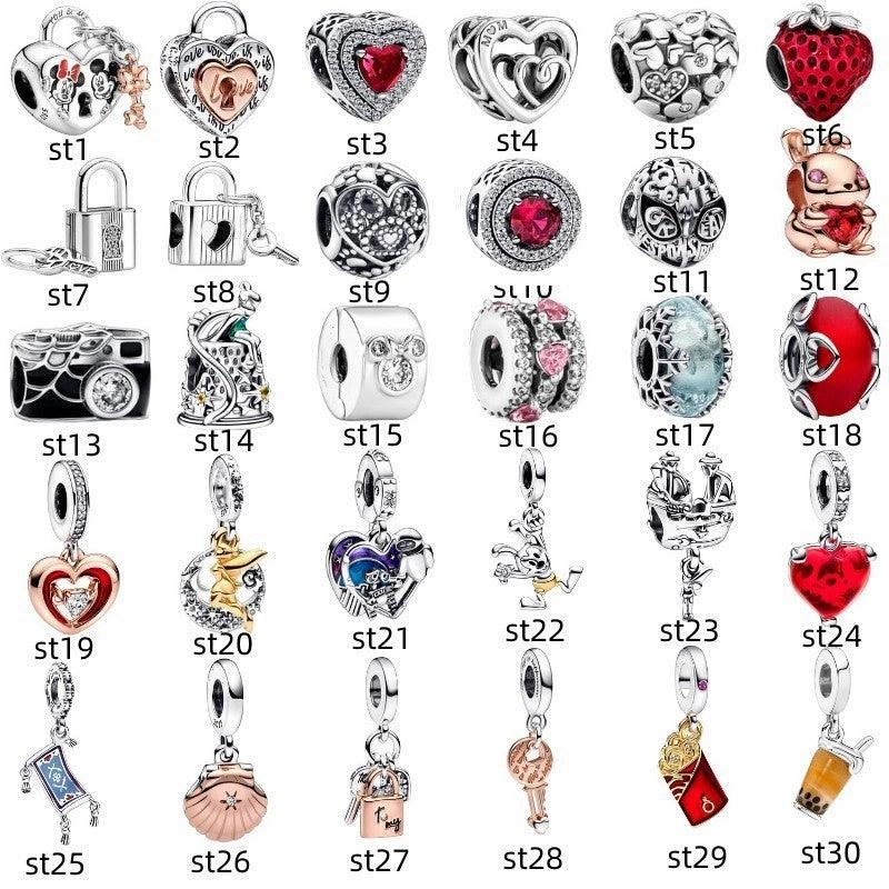 S925 Sterling Silver Pan Family Love Lock Strawberry String