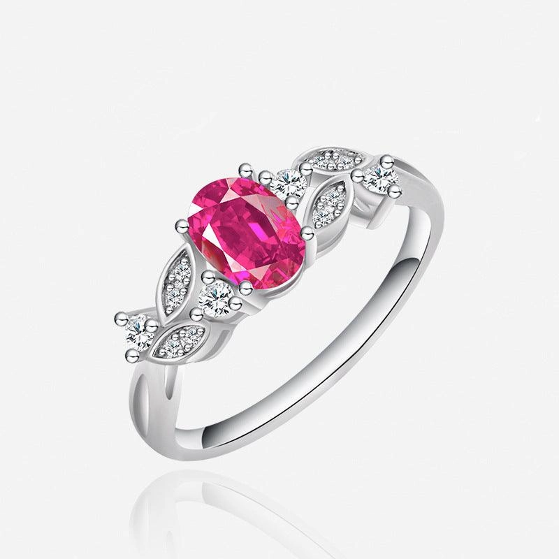S925 Sterling Silver Pigeons-blood Ruby Ring 