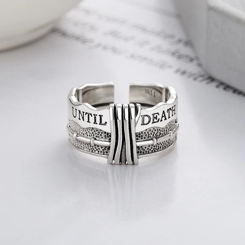 S925 Sterling Silver Retro Distressed Ring 