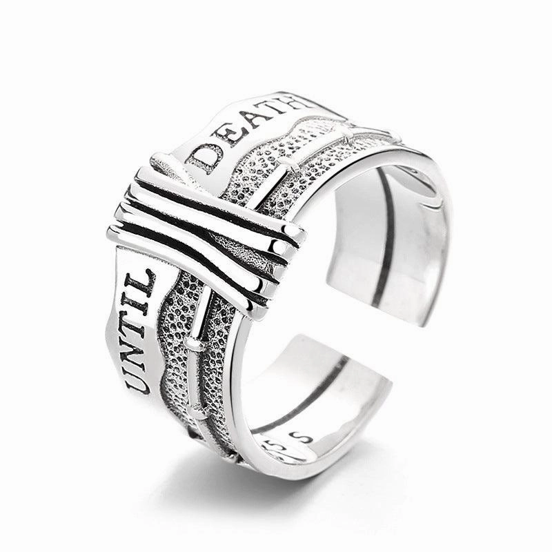 S925 Sterling Silver Retro Distressed Ring