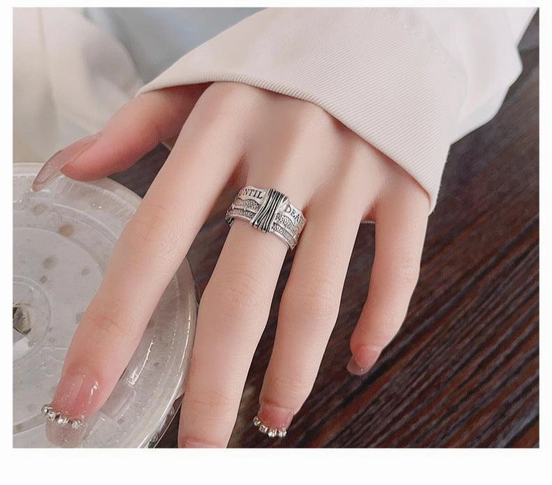 S925 Sterling Silver Retro Distressed Ring