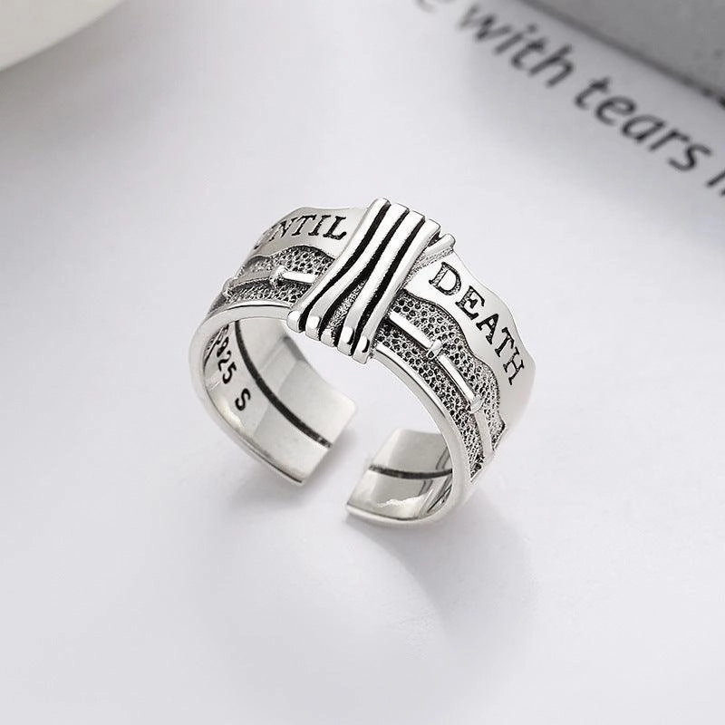 S925 Sterling Silver Retro Distressed Ring