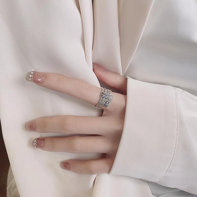 S925 Sterling Silver Retro Distressed Ring
