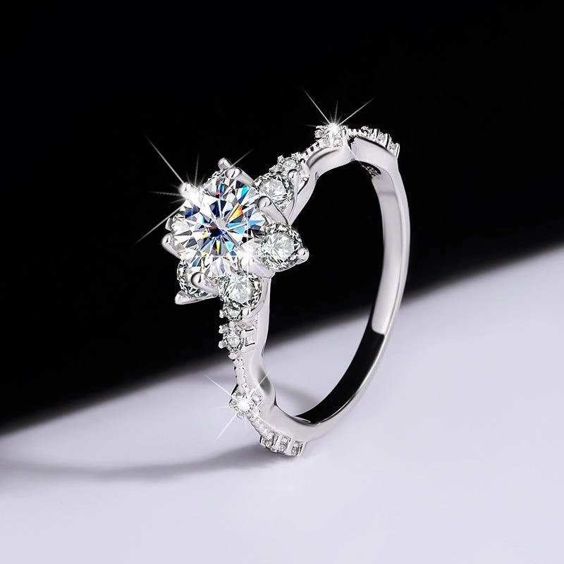 S925 Sterling Silver Ring Moissanite 