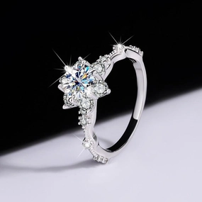 S925 Sterling Silver Ring Moissanite 