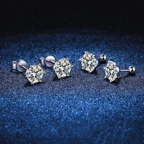 S925 Sterling Silver Six-claw Ear Nail Threaded 