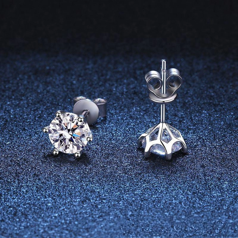 S925 Sterling Silver Six-claw Ear Nail Threaded