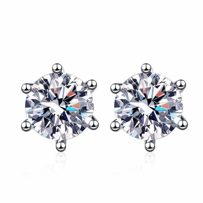 S925 Sterling Silver Six-claw Ear Nail Threaded