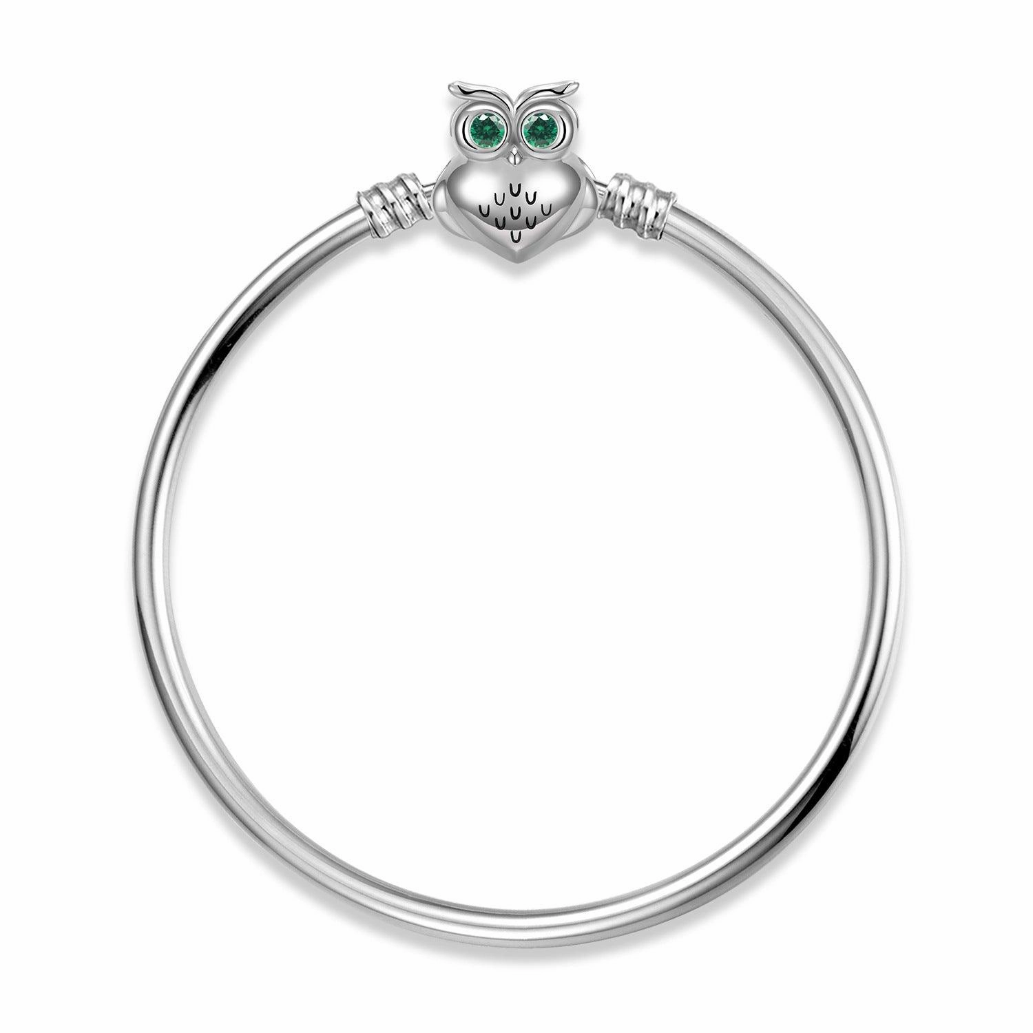 S925 Sterling Silver Snake Bone Chain Bracelet Owl Buckle