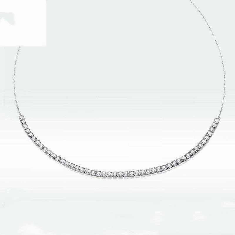 S925 Sterling Silver Sparkling Crystal Necklace Female