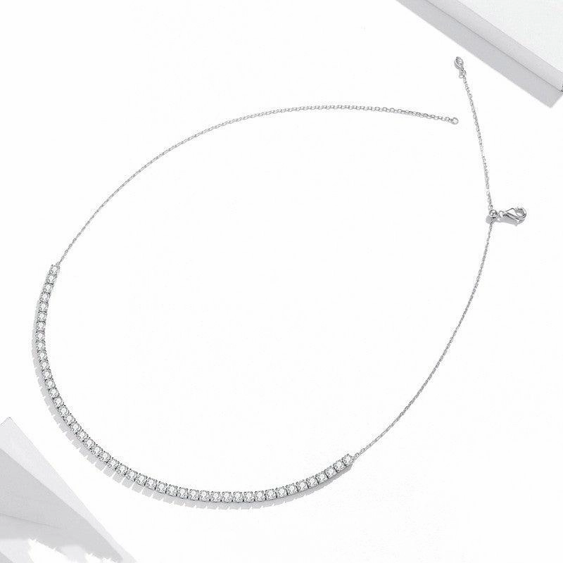 S925 Sterling Silver Sparkling Crystal Necklace Female