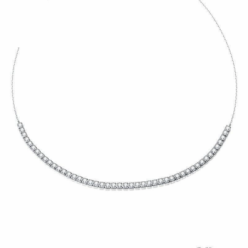 S925 Sterling Silver Sparkling Crystal Necklace Female