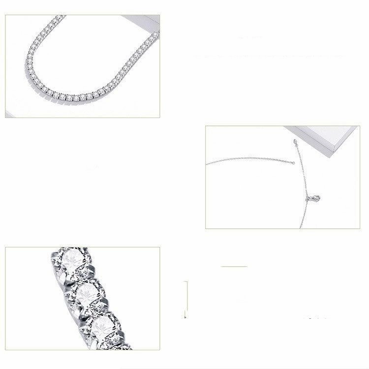 S925 Sterling Silver Sparkling Crystal Necklace Female