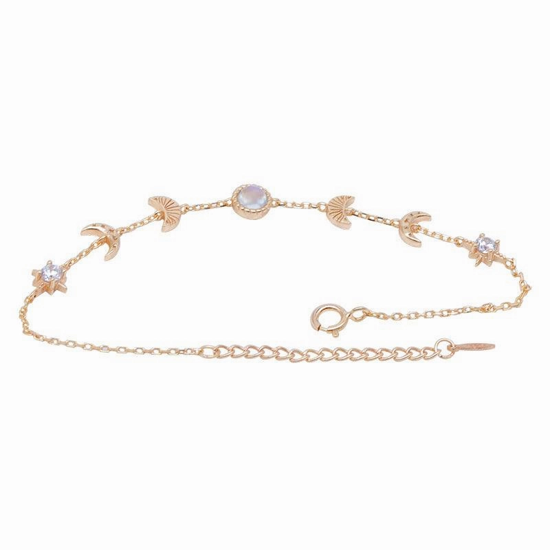 S925 Sterling Silver Star Moon Bracelet Moonlight Stone