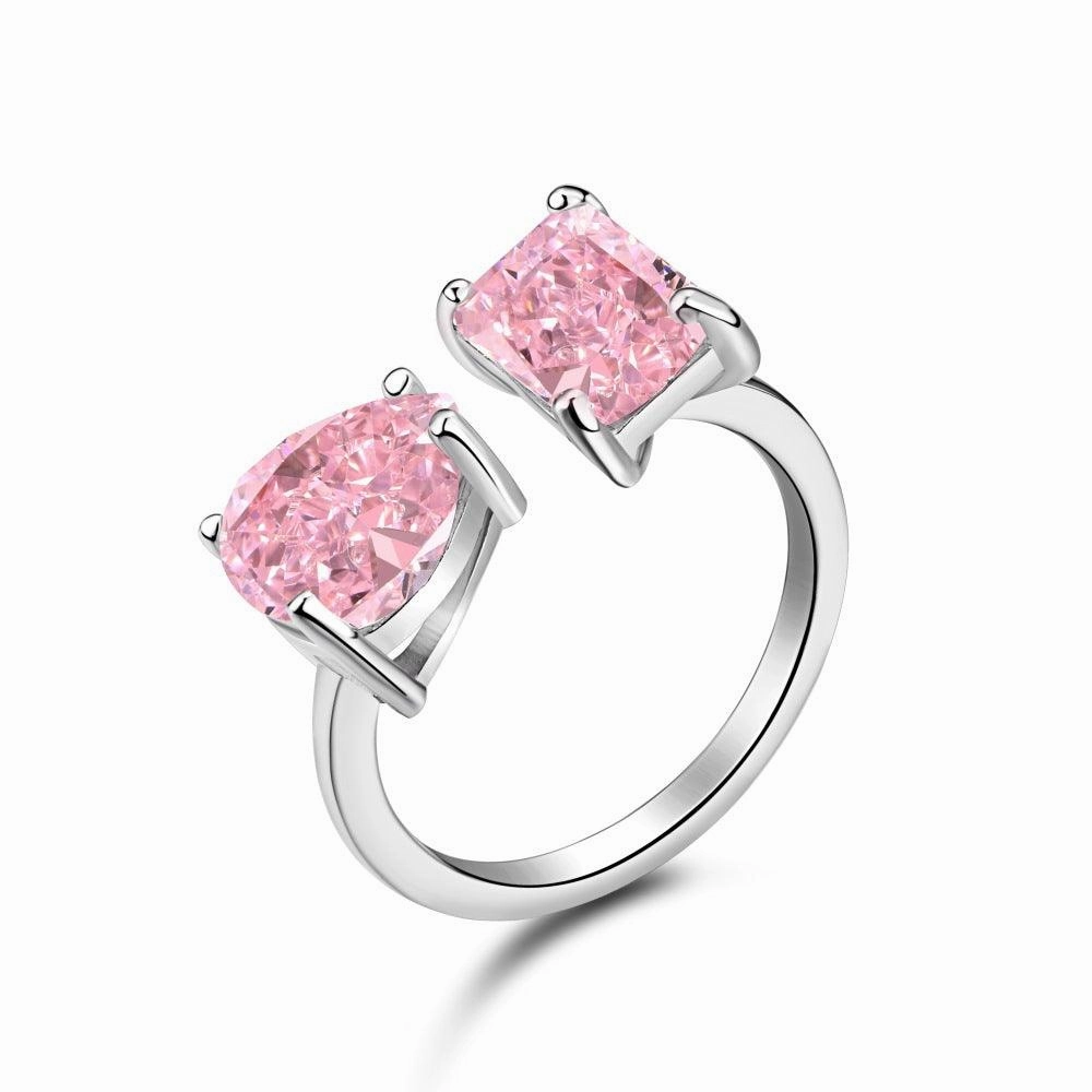 S925 Sterling Silver Women's High Carbon Drill Drop Shaped Ring