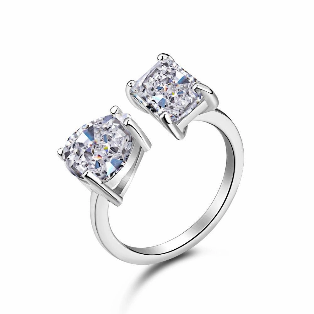 S925 Sterling Silver Women's High Carbon Drill Drop Shaped Ring
