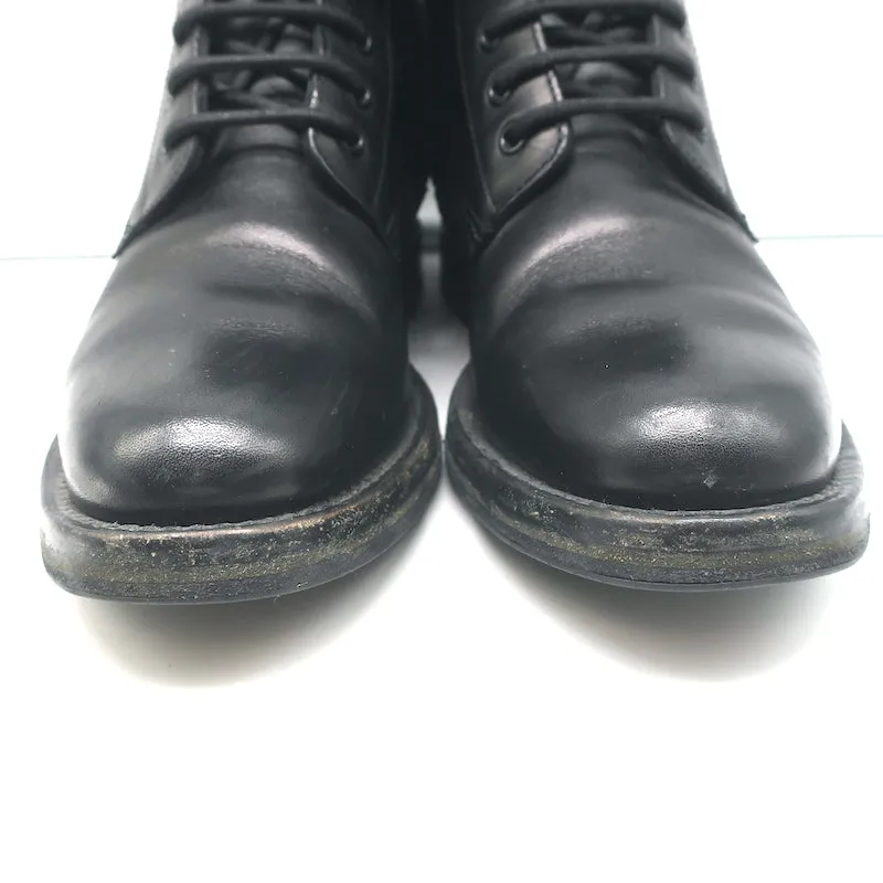 Saint Laurent Ranger Reißverschluss Kampfstiefel Schwarzes Leder Größe 38.5 Flache Knöchelstiefel