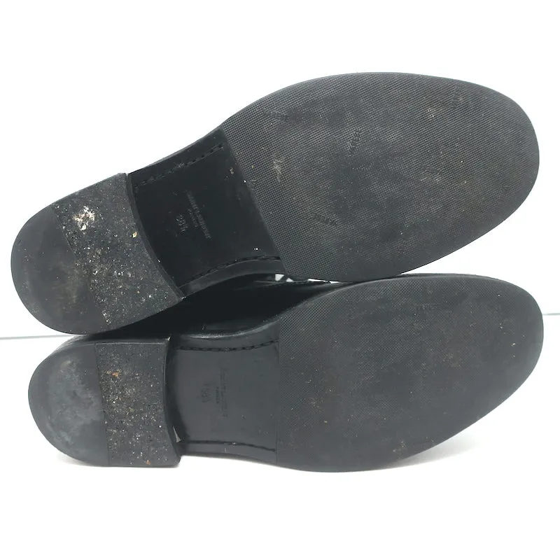 Saint Laurent Ranger Reißverschluss Kampfstiefel Schwarzes Leder Größe 38.5 Flache Knöchelstiefel